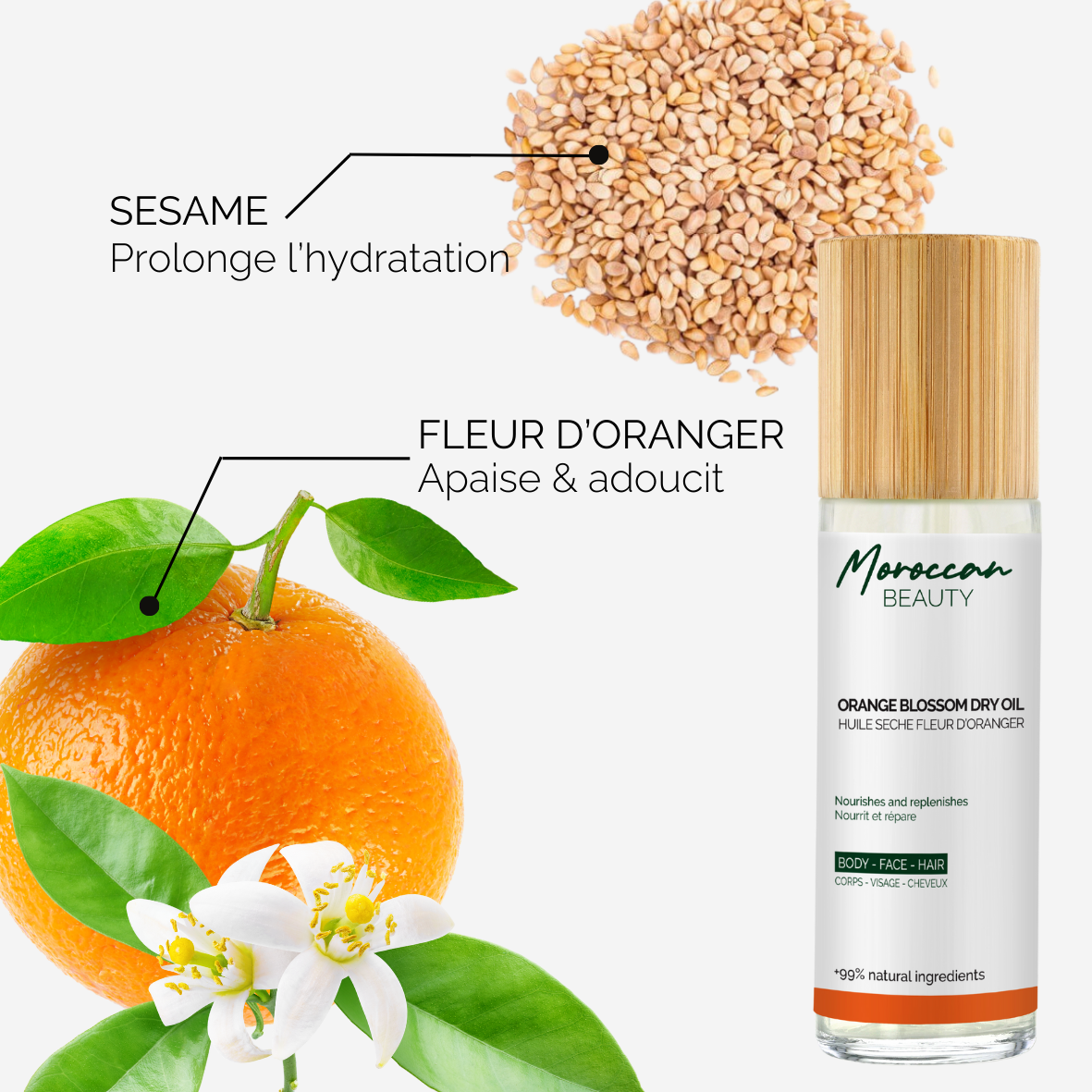 Huile sèche fleur d'oranger - +99% naturel